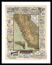 Load image into Gallery viewer, Map Of California Roads For Cyclers, 1895 - Framed Print