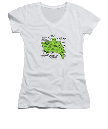 Terlinguastan Map Tee, Women's V-Neck