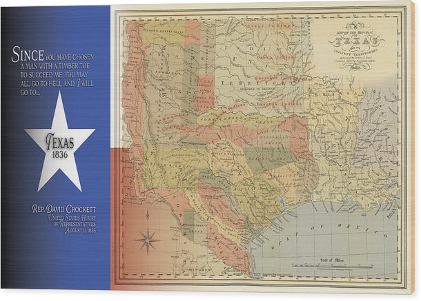 Texas 1836 - Wood Print