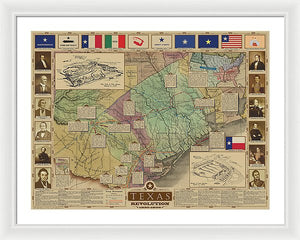 Texas Revolution Map - Framed Print