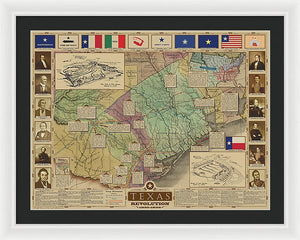 Texas Revolution Map - Framed Print