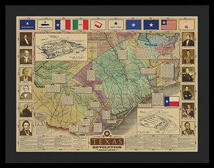 Texas Revolution Map - Framed Print